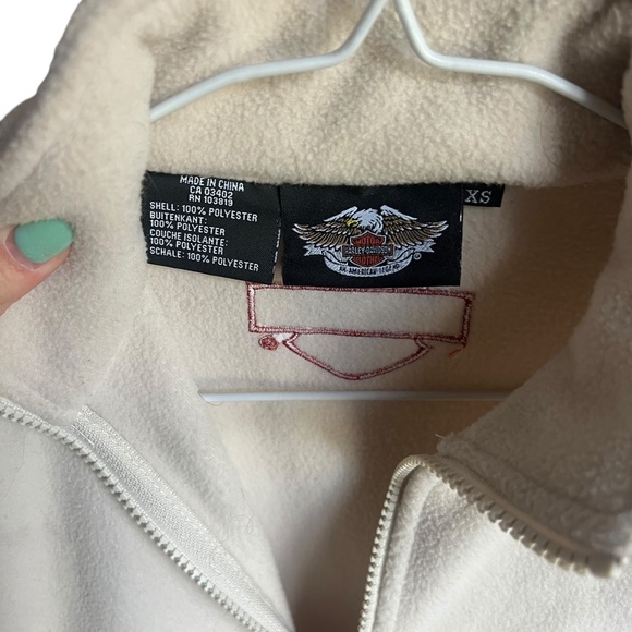 Harley-Davidson Y2K Cream Fleece Zip-Up Vest XS - Picture 3 of 4
